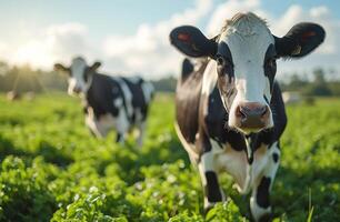 AI generated Cows standing in field photo