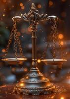 AI generated Law theme. Scales of justice photo