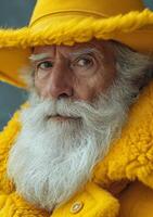 AI generated a man dressed in yellow with a great white beard photo
