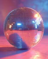 AI generated Shiny disco ball on pink background photo