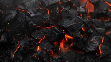 AI generated Beautiful background of burning coals in black and orange colors. AI Generated photo