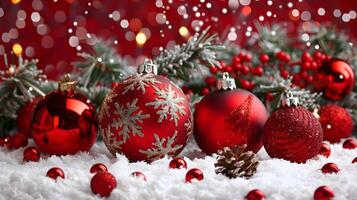 AI generated Beautiful colorful festive Christmas background for your design. AI Generated photo