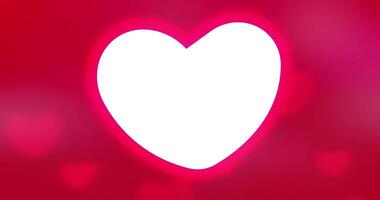 Animated glowing romantic red hearts on red background for Valentine's Day and wedding concept video