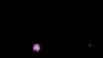 fuochi d'artificio colorato animazione video. fuoco d'artificio celebrazione colorato su nero schermo. 4k risoluzione video
