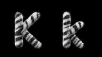 3D animation of a uppercase and lowercase Zebra woolen letter K video