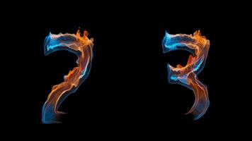 3D animation number 2 and 3 appears by fire video