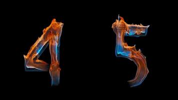 3D animation number 4 and 5 appears by fire video