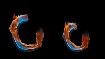 3D letter O appears by fire. Uppercase and lowercase fiery symbols video