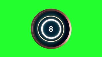 Animated countdown from 10 to 1 in a beautiful circle shape with a green screen background suitable for all types of your design projects video