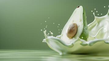 AI generated Avocado and sage green milk flows on a plain background photo