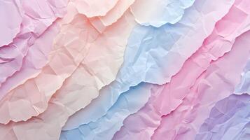 AI generated background of crumpled paper layered in soft pastel colors photo