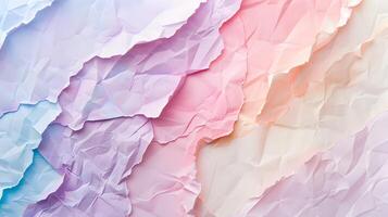 AI generated background of crumpled paper layered in soft pastel colors photo