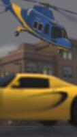 gul sport bil och helikopter i de stad 3d animering på vertikal video