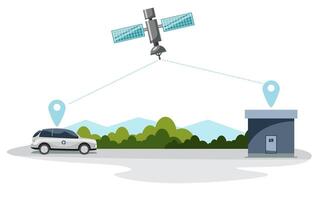 gps car tracking technology system from satellite vector