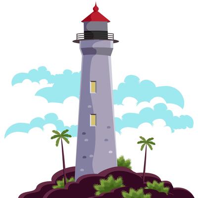 lighthouse on rock isolated