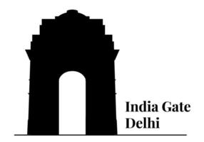 india gate in delhi rajpath silhouette vector