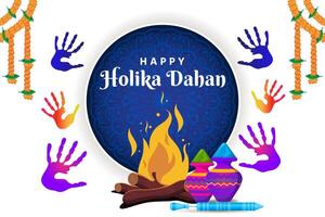 colorful happy holi hindu festival celebration greeting with hand prints vector