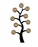 money tree with dollar coins vector