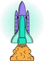 satellite launch in sky vector