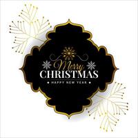 merry christmas black and golden decorative greeting vector