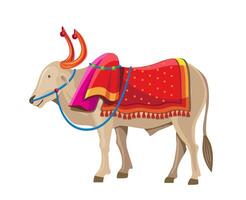 decorado toro castrado de pie, fianza pola festival, maharashtra, India aislado vector