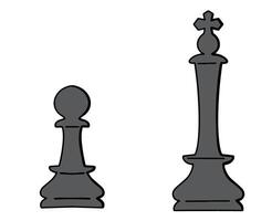 hand drawn pawn and king isolated vector