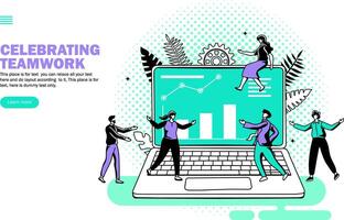 teamwork with the computer and graph, work environment vector