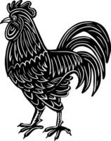 gallo mano dibujado grabado bosquejo dibujo vector