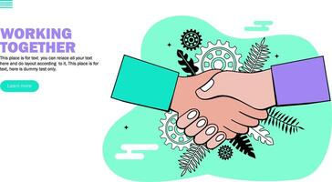 shake hand, congratulation in working process environment vector