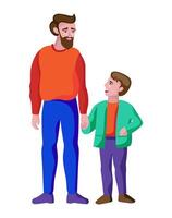 father and son standing looking at each other vector