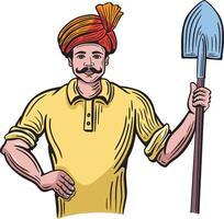 proud indian farmer hand drawn vector