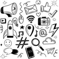 hand drawn social media icons set vector
