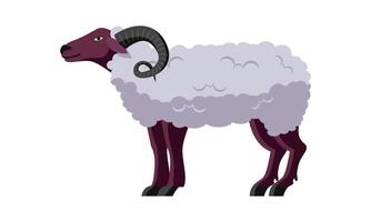 RAM cuerno grande oveja en pie aislado vector