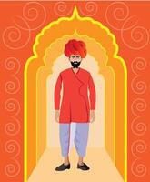 rajasthani man standing in decorative places vector