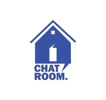 chat room logo, communication house icon vector illustration