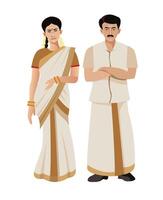 kerala tradicional vestir hombre y mujer vector