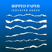 set of ripped torn paper dividers effect on transparent background vector