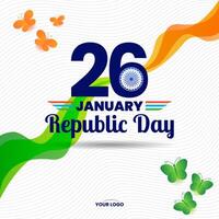 26 january republic day of india celebration greeting with indian flag vector