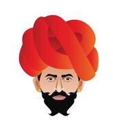 Rajasthani man face, close up isolated vector