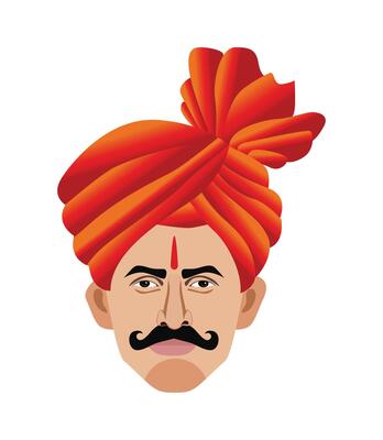Maharashtra  man with feta and tilak close up royalty free vector illustration