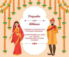 indian hindu wedding invitation card design template vector