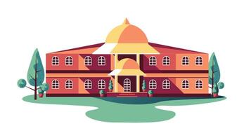 front side classic institution building structure isolated vector