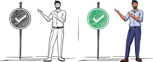 man showing right sign vector