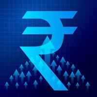 indian currency up arrows rupee growth concept vector