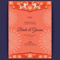 indian wedding card design, wedding invitation template vector