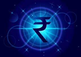 indian currency, rupee with light effect vector