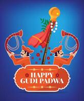 happy gudi padwa design with tutari men vector