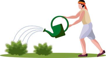 indian farmer watering plants vector