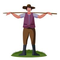 farmer , shepherd man with stick isolated vector