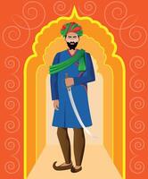 rajasthani royal man standing in palace vector